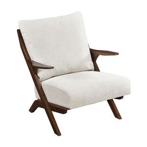 Sapphtopaz Mid-Century Accent Chair with Reversible Back Cushion Chenille Upholstered Armchair with Wood Frame for Living Room, Bedroom - 1 of 4