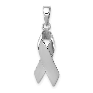 Black Bow Jewelry Sterling Silver Polished Cancer Awareness Ribbon Pendant - 1 of 4