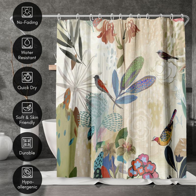 Americanflat 71" x 74" Shower Curtain, Where The Passion Flower Grows I by PI Creative Art, 5 of 9