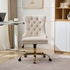 Tufted Velvet Swivel Office Chair with Adjustable Seat Height 19.7–22.4 in for Home Workspace -3irtyhousy - 2 of 4