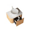 Dolonm Wall-Mounted Floating Curved Edge Vanity with Ceramic Sink, Natural Woodgrain Storage Cabinet with Soft-Close Drawer - 4 of 4