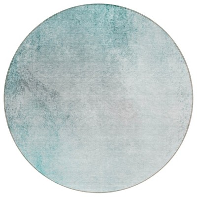 Teal Blue Aqua And Gray Ombre Washable Indoor Outdoor Area Rug