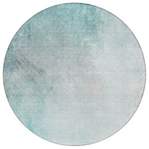 Teal Blue Aqua And Gray Ombre Washable Indoor Outdoor Area Rug - 1 of 4