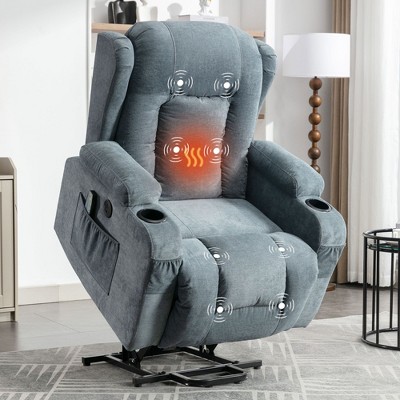 PAGED Modern Massage Recliner Chair with Heating, Power Lift Accent Chair with Side Pocket and USB Port for Living Room, Bedroom