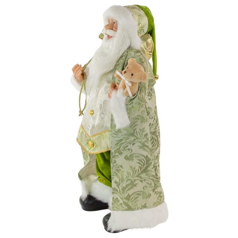 Northlight 24" Irish Santa Claus with Teddy Bear and Gift Bag St. Patrick's Day Figure - Green/White, 2 of 6