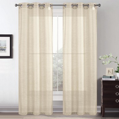 Lonnie 2-Piece Grommet Sheer Window Curtain Panel Beige by Rt Designers Collection
