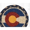Earth Rugs Colorado Flag Round Coaster – Braided Jute, State Pride Decor, 5"x5" - 2 of 3