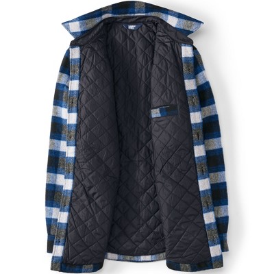 Lands' End Men's Super Brushed Shirt Jacket - Large - Aged Steel Heather/Blue Plaid — фото 4
