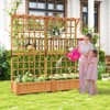 Costway 71" Large Wooden Planter Container with Trellis, Hanging Roof 4 Drainage Holes - 4 of 4