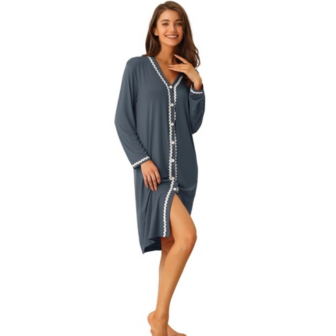 cheibear Womens Modal Nightshirt Soft Button Down Nightgown Short