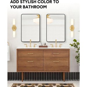 Bathroom mirror - rounded rectangular tempered glass wall mirror, suitable for vanity above sink, can be placed horizontally or vertically - 1 of 4