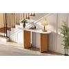 Airsurfer Narrow Console Table, Entryway Table with Oval Faux Marble Top, Rustic Sofa Table with Curved Legs, Hallway Accent Table - 4 of 4