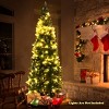 Tangkula 7.5'Artificial Pencil Christmas Tree Snow Flocked Tree w/ Pine Cones and Metal stand - 3 of 4