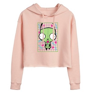 Women's - Invader ZIM - GIR Sticking Tongue Out Cropped Graphic Hoodie - 1 of 3