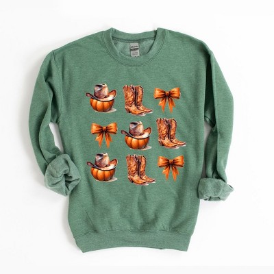 Simply Sage Market Women's Graphic Sweatshirt Coquette Pumpkin and Cowboy Boots