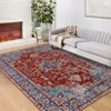 8'x10' Washable Floral Medallion Living Room Rugs, Distressed Print Retro Accent Bedroom Carpet, Large Low Pile Non Slip Dining Room Rugs, Red - 2 of 4
