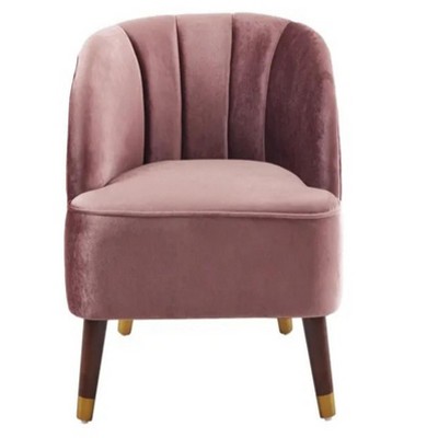 28.25"Upholstered Barrel Accent Chair With Wooden Legs