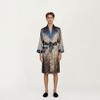 Anna-Kaci Men's Paisley Print Satin Robe with Contrast Shawl Collar and Waist Tie Belt - 4 of 4