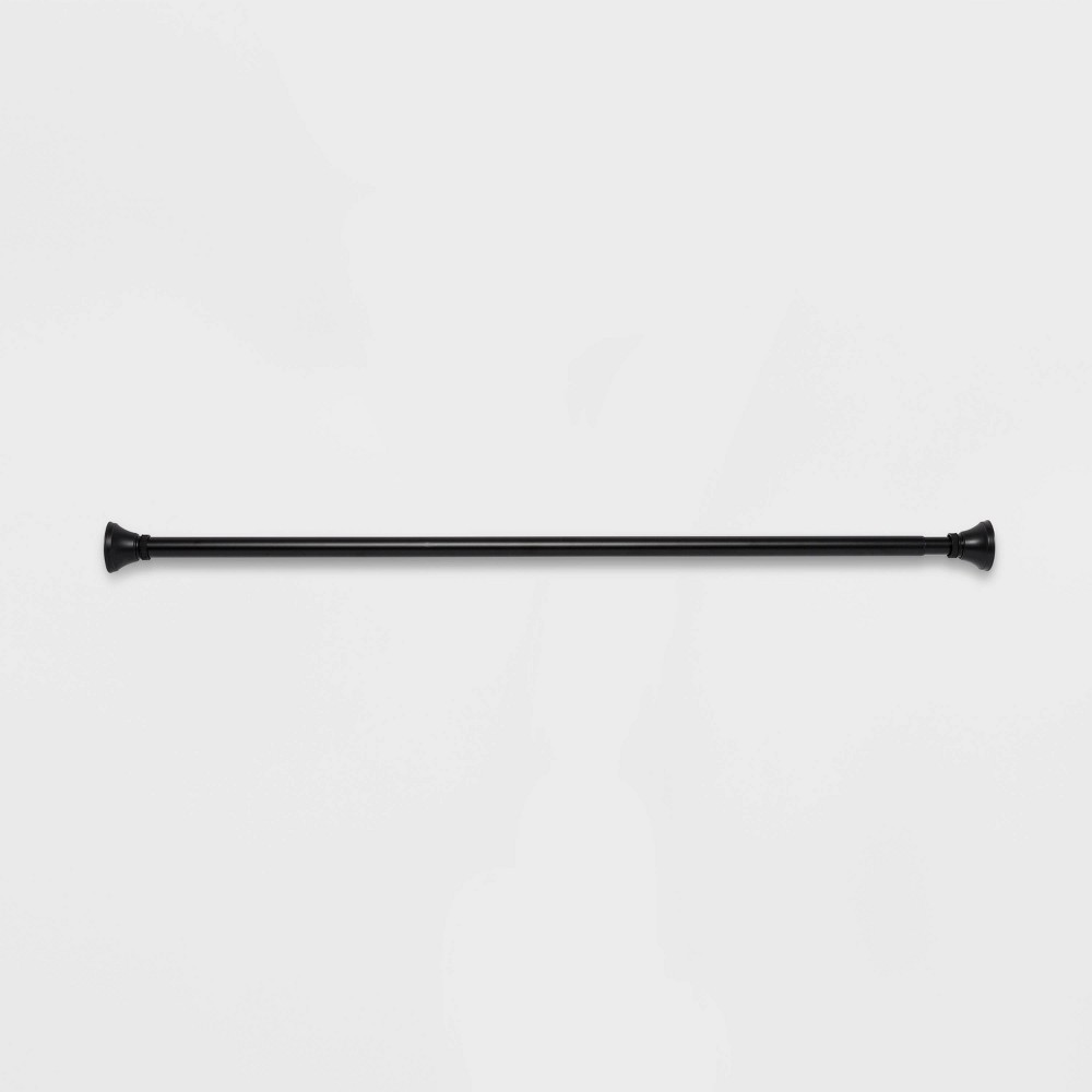 72" Rust Proof Stainless Steel Two-Way Mount Trumpet Finial Shower Curtain Rod Black - Threshold