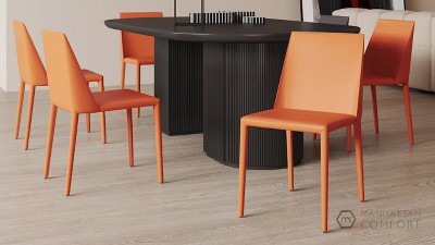 Manhattan Comfort Paris Clay Saddle Leather Upholstered Dining Chair Set
