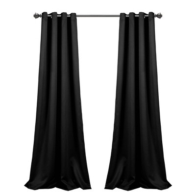 Black Insulated Polyester Blackout Grommet Curtain Panels, 52"W x 95"L