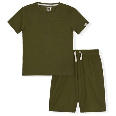Sleep On It Boys 2-Piece Short-Sleeve Textured Knit Pajama Shorts Sleep Set