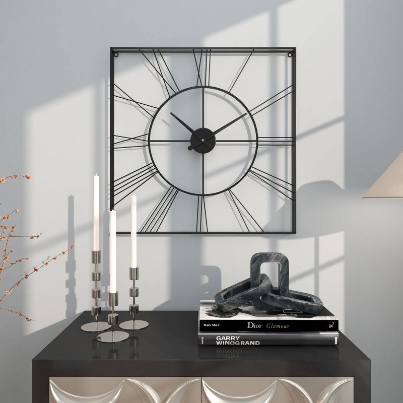 24"x24" Metal Open Frame Square Wall Clock - CosmoLiving by Cosmopolitan, 4 of 19