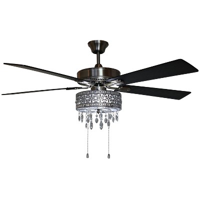 52" LED 5-Blade Roxsie Crystal Chandelier Lighted Ceiling Fan - River of Goods
