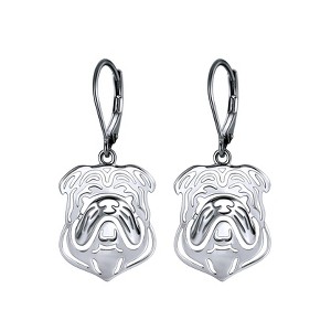 Bulldog Sterling Silver Dog Necklace Earrings Set Womens Ginger Lyne Collection - 1 of 4