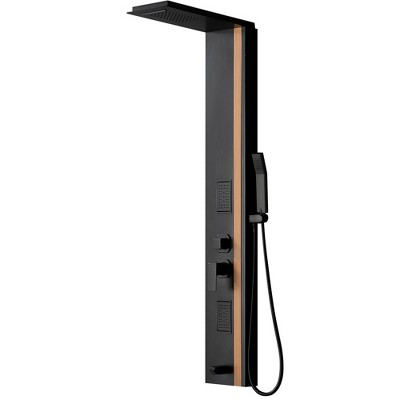 BWE 2-Jet Rainfall Shower Panel System with Rainfall Waterfall Shower Head and Shower Wand