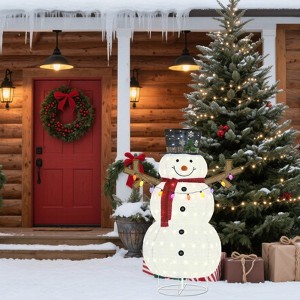 Plush Lantern Snowman with 200 White LED Lights for Indoor Outdoor Christmas Decoration 27.17 x 25 x 3.94 Inches - 1 of 4