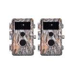 BlazeVideo 2-Pack 24MP 1296P H.264 Waterproof Photo and Video Game and Trail Cameras with MP4 Video, No Glow, Night Vision, Time Lapse, Time Stamp