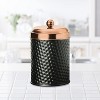 Amici Home Ashby Hammered Finish Black Matte Metal Storage Canister, Push Top Copper Tone Lid, Food Safe, 2-Piece, 24 oz. - image 3 of 4