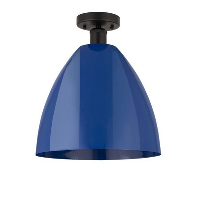 Plymouth Dome - 1 Light Semi-Flush Mount In Industrial Style-14.75 Inches Tall and 12 Inches Wide
