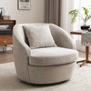 YOUNIKE Swivel Accent Chair Round Barrel Chair 24'' Seat Width Boucle Velvet Arm Chair Upholstered Single Sofa with Lumbar Pillow - 2 of 4