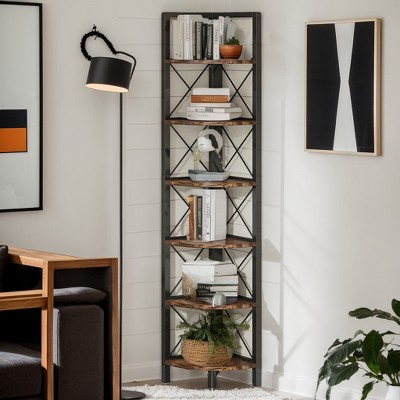 Hommoo 6-Tier Corner Shelf Small Bookshelf Storage Rack for Small Space