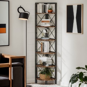Hommoo 6-Tier Corner Shelf Small Bookshelf Storage Rack for Small Space - 1 of 4