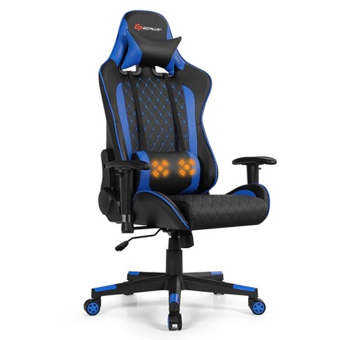 walnest Gaming Chair Ergonomic Racing Office Chair Massage Lumber Support with footrest PU Leather Recliner Adjustment Computer Game Chair Blue&Black