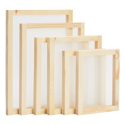 Bright Creations 6 Piece Wood Silk Screen Printing Frame Starter Kit for Beginners, 110 Mesh, 6x8, 8x10, 10x12, 10x14 Wood Frames (4 Sizes)