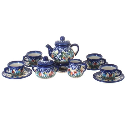 Blue Rose Polish Pottery Garden of Eden Miniature Tea Set