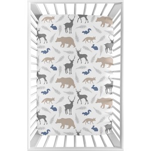 Sweet Jojo Designs Mini Fitted Sheet - Woodland Animals - 1 of 4