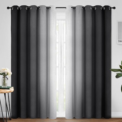 Yakamok Greyish White and Black Ombre Curtains(70x84 Inch, 2 Panels)