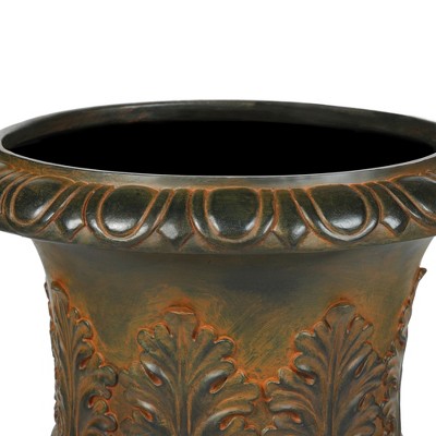 Classic Weathered Brown 18" MgO Urn Planter for Outdoor Elegance