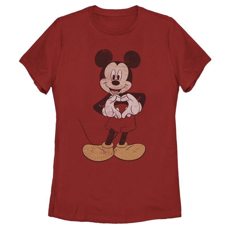 Women's Mickey & Friends Distressed Heart T-Shirt, 1 of 5
