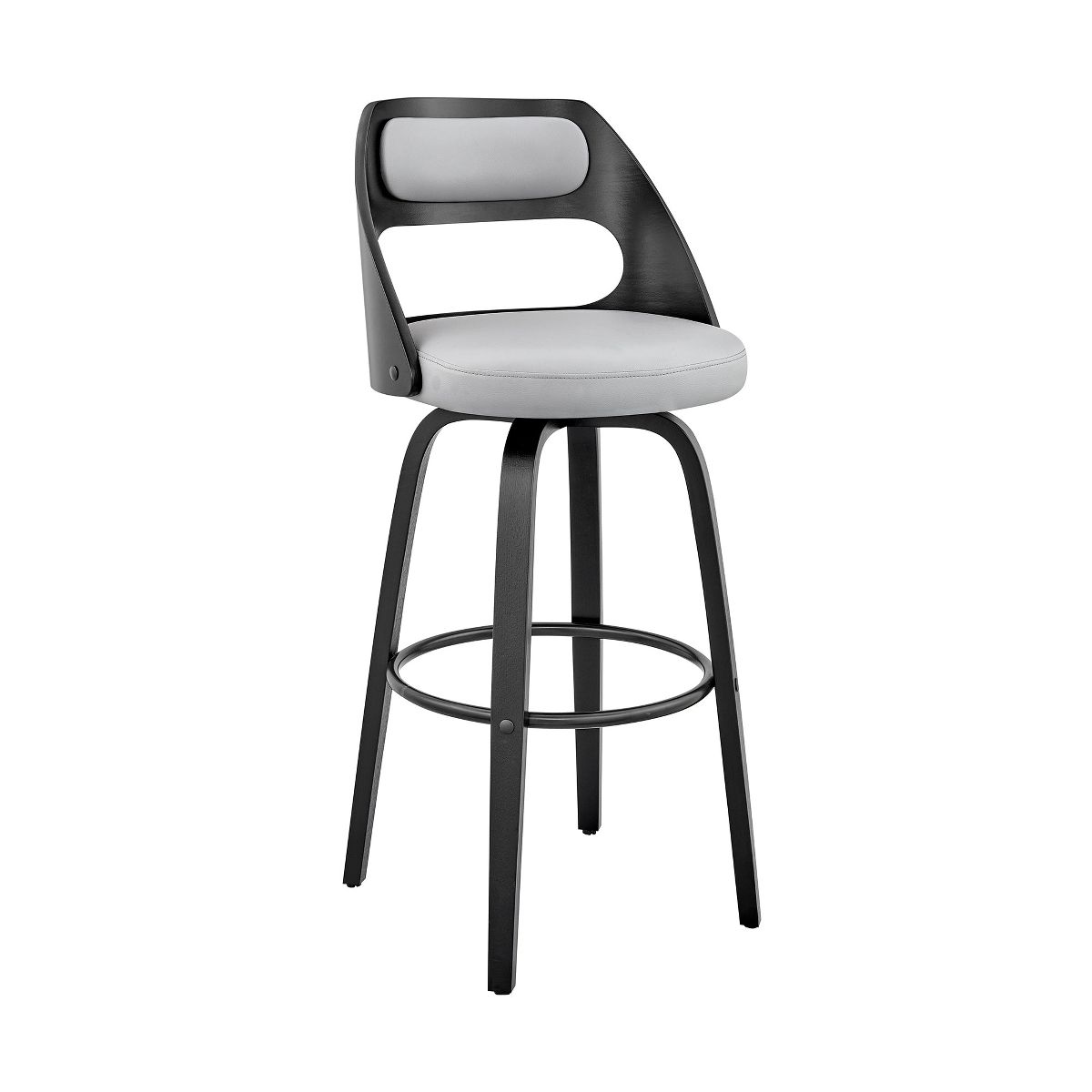 Armen Living Julius Bar Stool Gray and Walnut 30 in Seat Height - thumbnail 2
