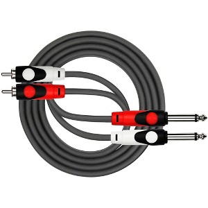 Kirlin Lightgear Dual Black Patch Cable 2x 1/4" Mono to 2x RCA - 1 of 2