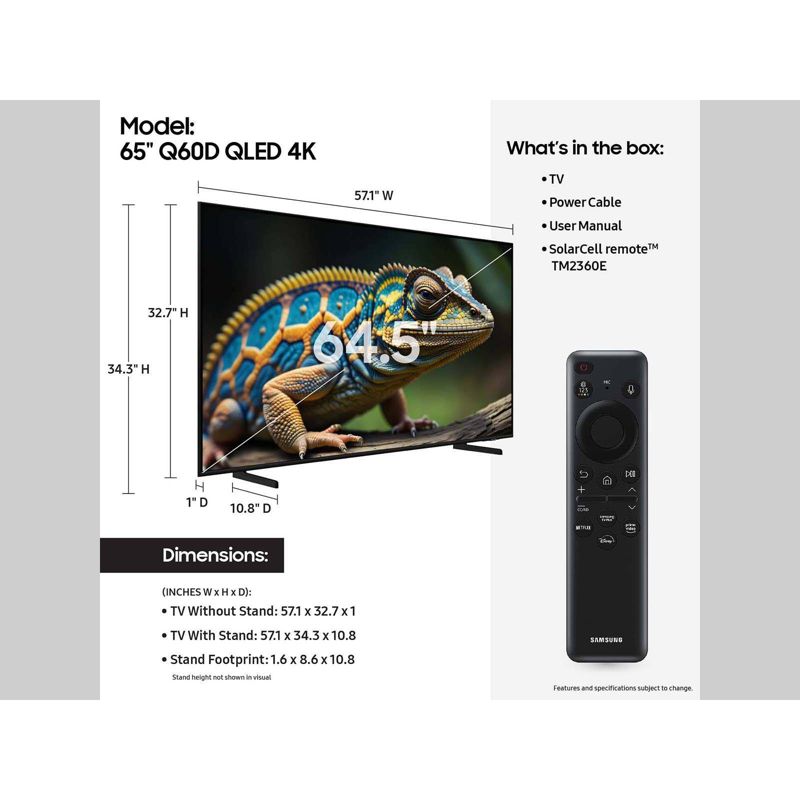 Samsung 65&#34; Class Q60D QLED HDR UHD 4K Smart TV - Black (QN65Q60D), 6 of 13