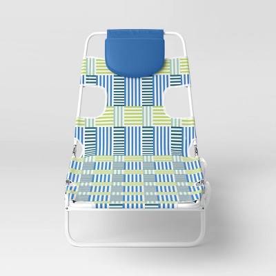 Recycled Fabric Outdoor Portable Beach Lounger Broken Stripe Blue - Sun Squad&#8482;_1