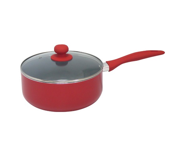 Gourmet Chef 3 Fl Qt Eco Friendly Non Stick Ceramic Sauce Pan - Red