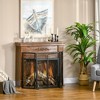 HOMCOM 3-Panel Folding Fireplace Screen for Wood Burning with Double Doors, Home Heavy Duty Steel Fire Spark Guard, 47.25" x 31", Black - 3 of 4
